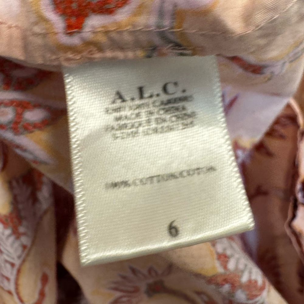 A.L.C. Alexandria Cotton Dress Salmon Red Floral Carlinal Print in Size 6 - Picture 11 of 13